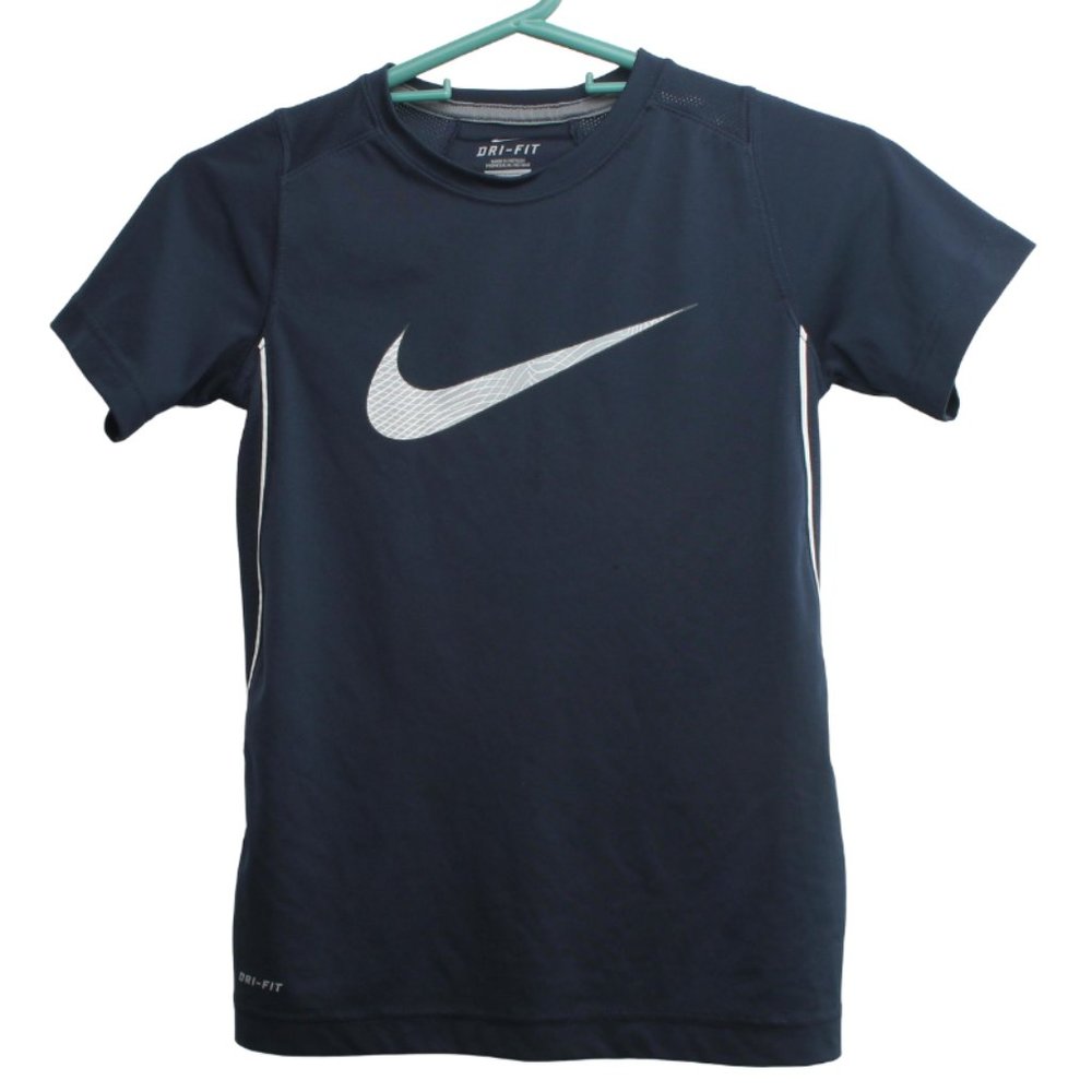 NIKE Dri-Fit Big Kids T-Shirt Size S Navy Blue Vented Shoulder & Sides